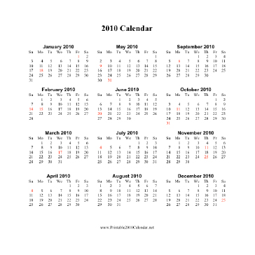 2010 Calendar Printable on New Free Printable Calendars For 2010