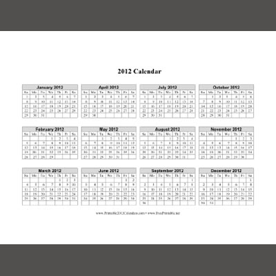 2012 Calendars Printable on New Free Printable 2012 Calendars