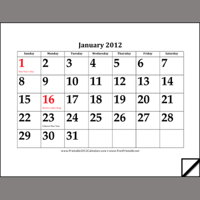 Printable Yearly Calendar 2012 on Free Printable 2012 Calendars