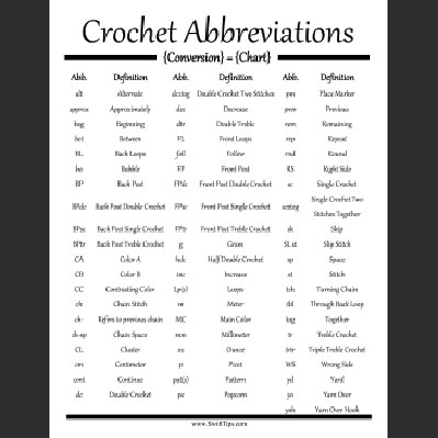 Crochet Abbreviations