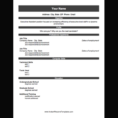 Resumes Templates Free on Printable Resume Template