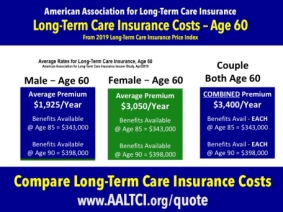 Long term care insurance costs found at http://www.aaltci.org/quote