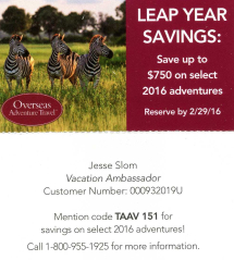 Overseas Adventure Travel savings discount offer saves up to $750