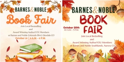 It’s a Book Fair with Colorado Authors at the Colorado Blvd and Southlands Barnes & Noble Bookstores this Saturday and Sunday