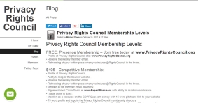 Free Privacy Rights Council Membership Levels: – Join free today/