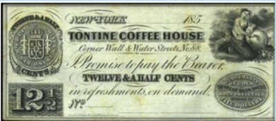 The Original Tontine Note From the Tontine Coffee House in New York, circa 1883