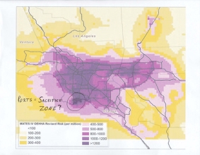 Sacrifice Zone Map in an Asthma pink California...write your AQMD district office