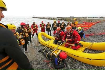 Inflatable boat rescue training
