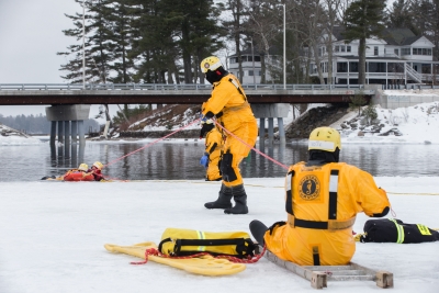 First Responders Practice Ice Rescue