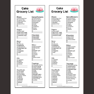 Free Printable Grocery Lists