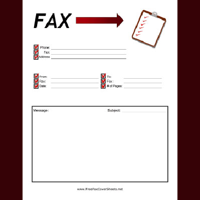 Clipboard Fax Cover Sheet