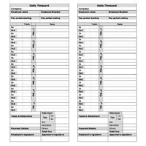 free printable time cards