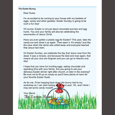 Free Printable Easter Bunny Letter