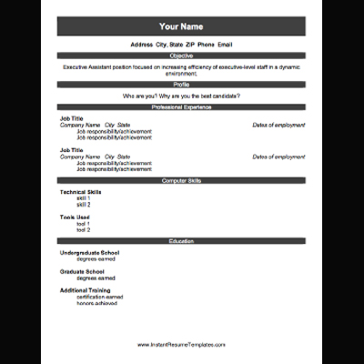 Printable Resume Template