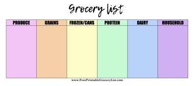 Free Grocery Lists and Menu Planners