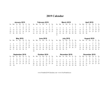 2019 Calendars