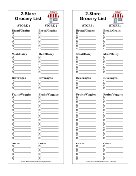 2-Column Grocery Lists