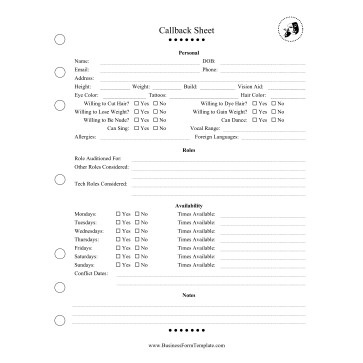 Printable Theater Forms