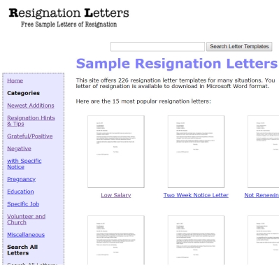 Sample Resignation Wording