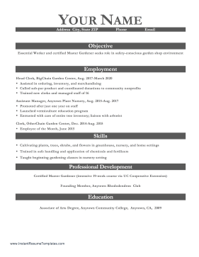 Essential Worker Resume Sample