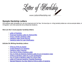 Sample Letters of Hardship