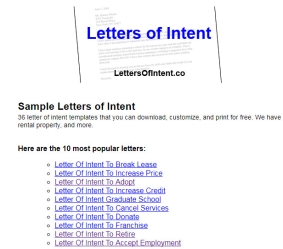 Sample Letters of Intent