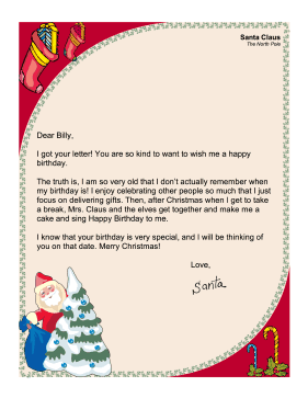 Sample Letters from Santa Claus