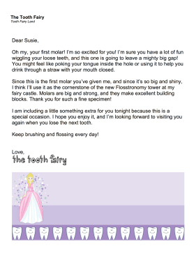 Sample Tooth Fairy Letter