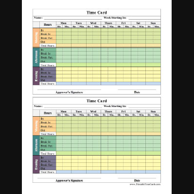 Printable Time Cards