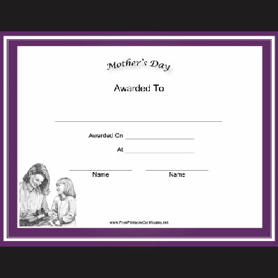 Mothers Day Certificate