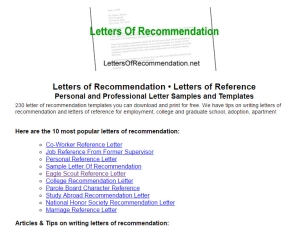 Printable Recommendation Letters