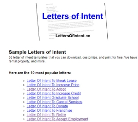 Printable Letters of Intent