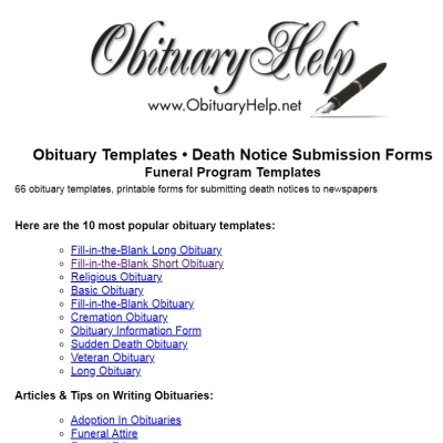 Obituary Templates and Related Printablesv
