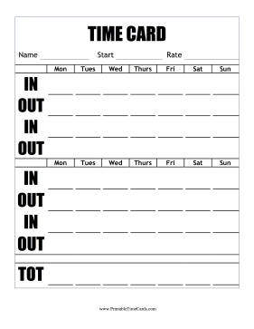 Large Print Time Cards