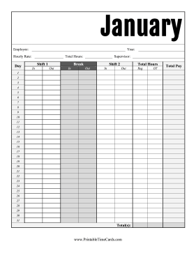 Monthly Time Cards