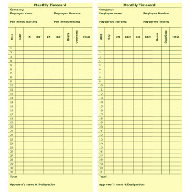 Printable Punch Card