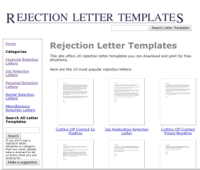 Sample Rejection Letters