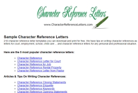 Example Character Reference Letters