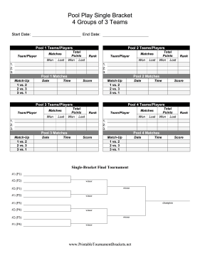 Pool Play Brackets