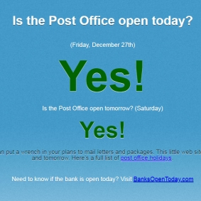 Is the Post Office Open Today?