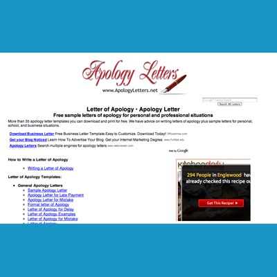 New Apology and Condolence Letters