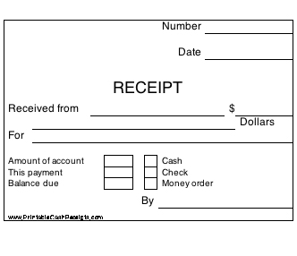 Printable Cash Receipt
