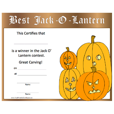 Halloween Certificate