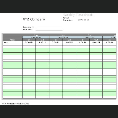 Printable Time Cards and Timesheets