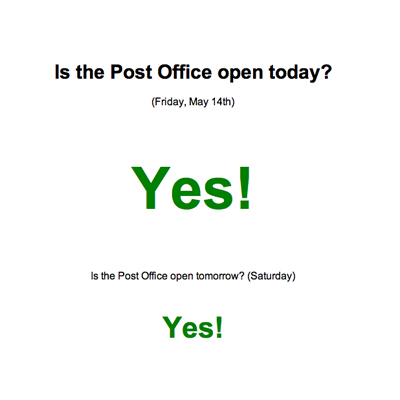 Post Office Open?
