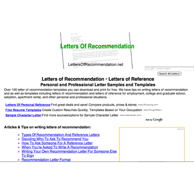 New Free Printable Recommendation LettersResignation Letters