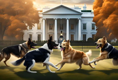 Dogs Representing Trump-Vance and Harris-Walz Battle It Out