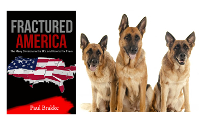 Three Purebred Dogs Showing Support for Fractured America