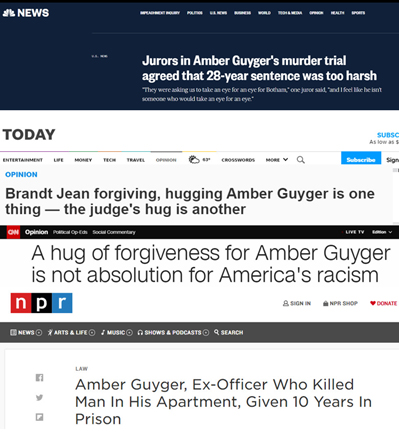 Headlines about the Amber Guyger case