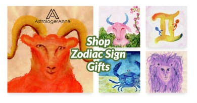 Live the essence of your zodiac sign with colorful lifestyle gifts and apparel from Astrologer Anne’s new online art shop.